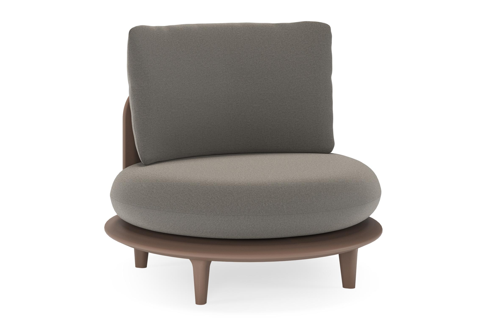 Bomero loungestoel in taupe aluminium met natte dark taupe all weather sunbrella® luxe kussen