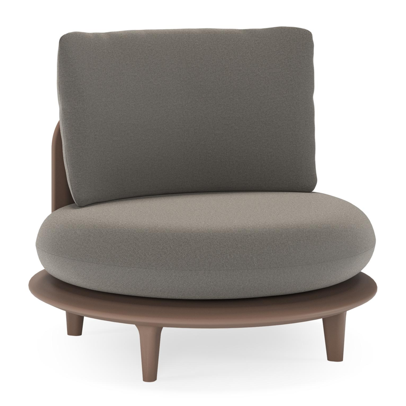 Bomero loungestoel in taupe aluminium met natte dark taupe all weather sunbrella® luxe kussen