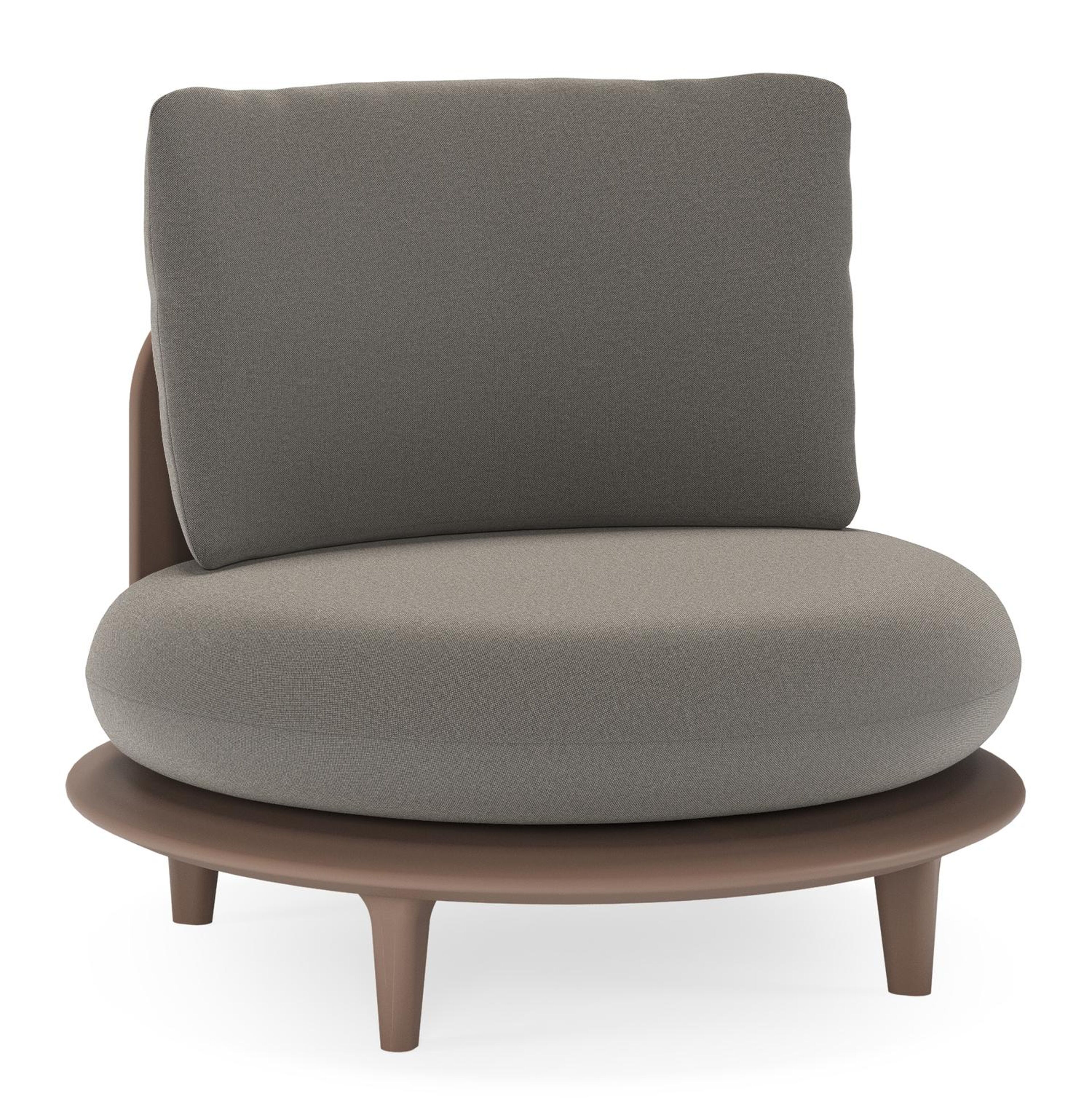 Bomero loungestoel in taupe aluminium met natte dark taupe all weather sunbrella® luxe kussen