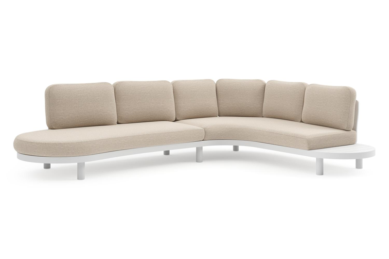 Palma loungehoek in wit aluminium met rustic weather+ softtouch kussen