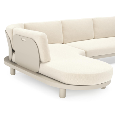 Donato loungehoek in beige aluminium met all weather cosytica Althea Off White kussen