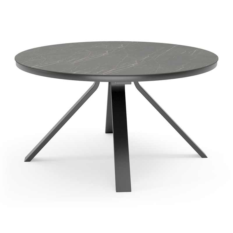 Cesano tuintafel in zwart aluminium en volkeramiek black obsession - Dia. 148 x H 74,5 cm