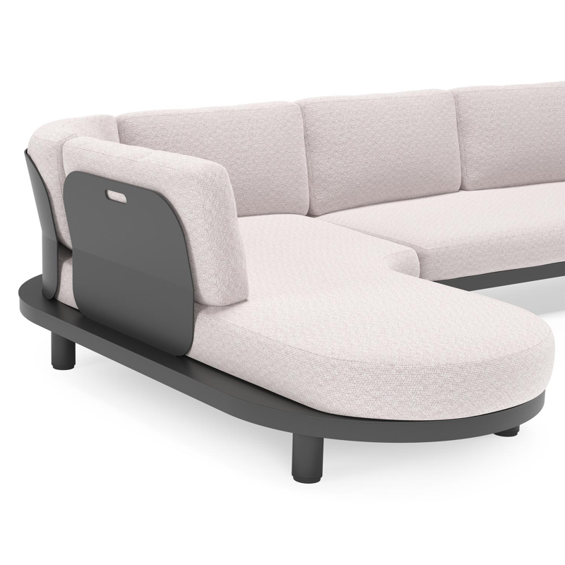 Donato loungehoek in zwart aluminium met all weather sunbrella® luxe Wander Gobi kussen