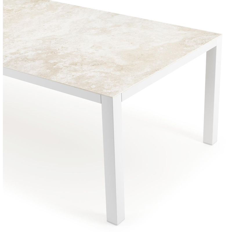 Como tuintafel rechthoekig in wit aluminium en volkeramiek Rapolano L 280 x B 110 cm