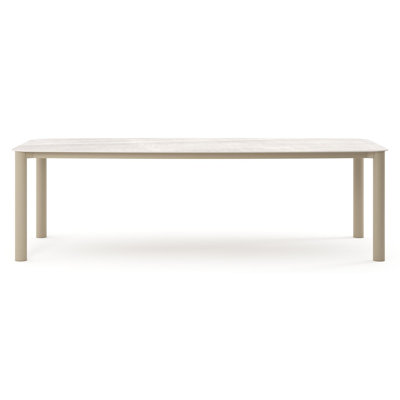 Orso tuintafel bootvorm in beige aluminium en volkeramiek Taj Mahal - L 255 x B 115 x H 74.5 cm