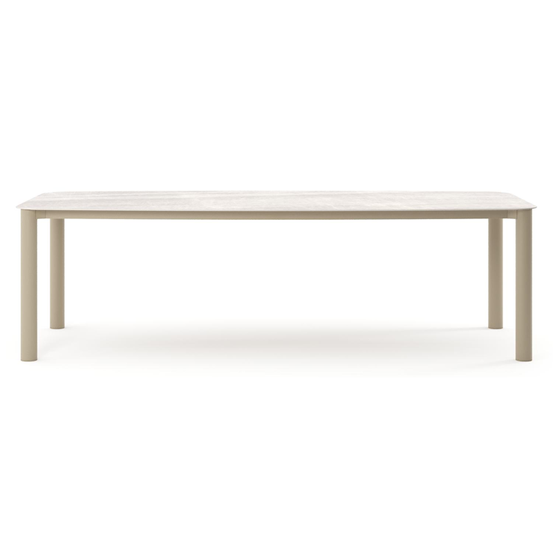 Orso tuintafel bootvorm in beige aluminium en volkeramiek Taj Mahal - L 255 x B 115 x H 74.5 cm