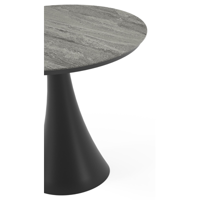 Fano tuintafel in zwart aluminium en volkeramiek aspen grey - Dia. 85 x H 75 cm