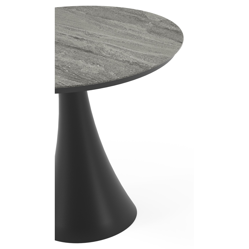 Fano tuintafel in zwart aluminium en volkeramiek aspen grey - Dia. 85 x H 75 cm