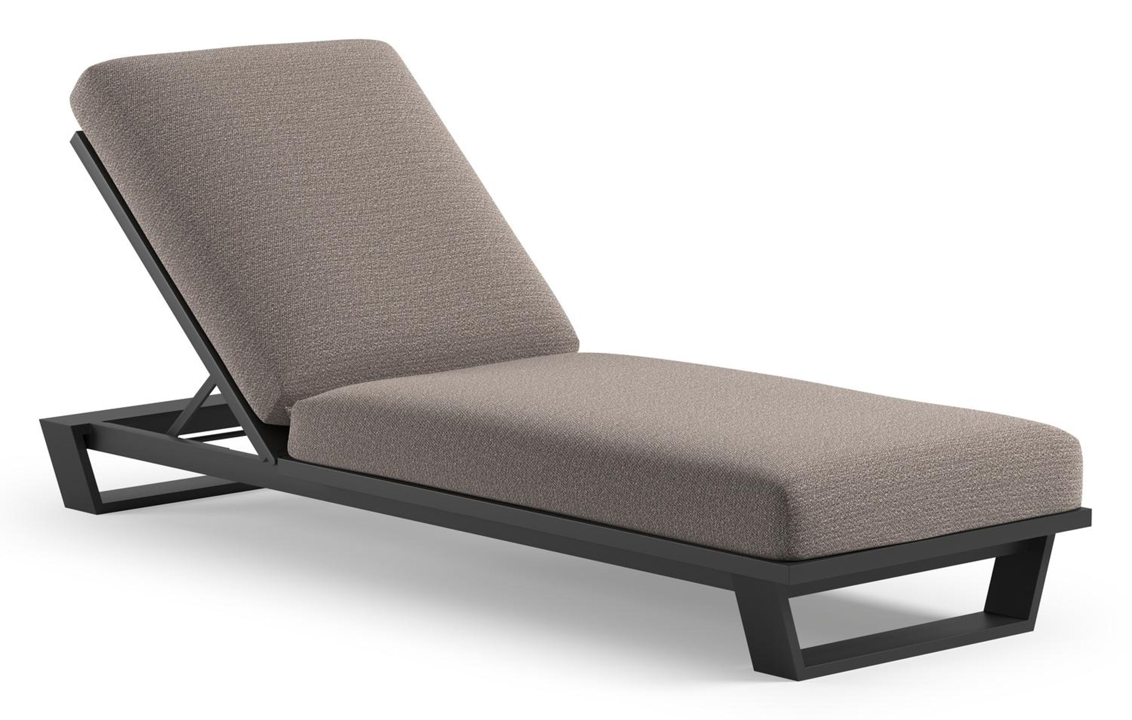 Pagino verstelbaar ligbed in zwart aluminium met wander granite all weather Sunbrella® luxe kussen