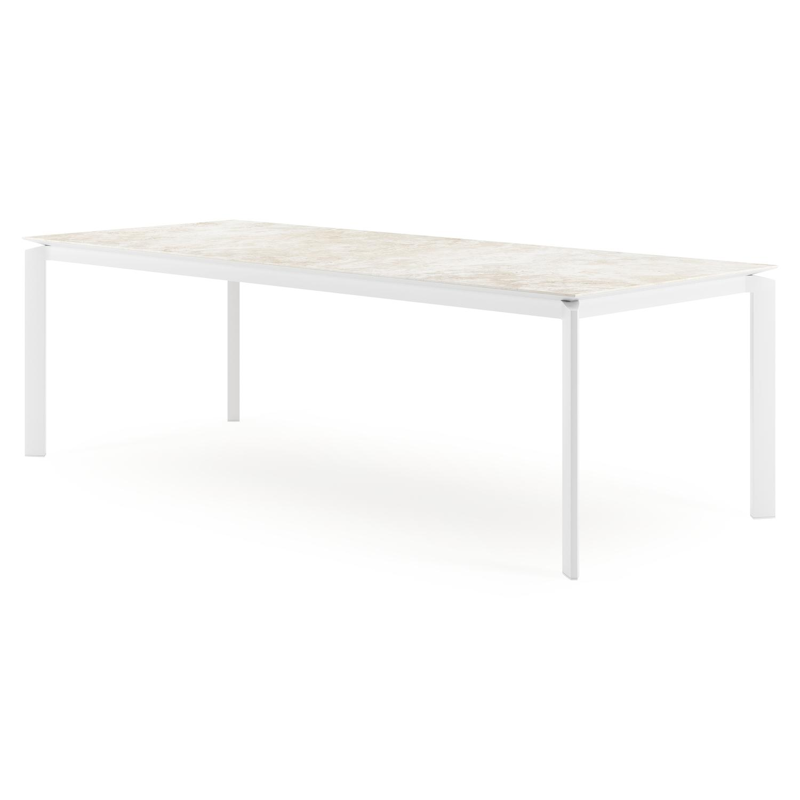Table de jardin rectangulaire Cirello en aluminium blanc et céramique pleine Rapolano Lg. 240 x Lrg. 100 cm