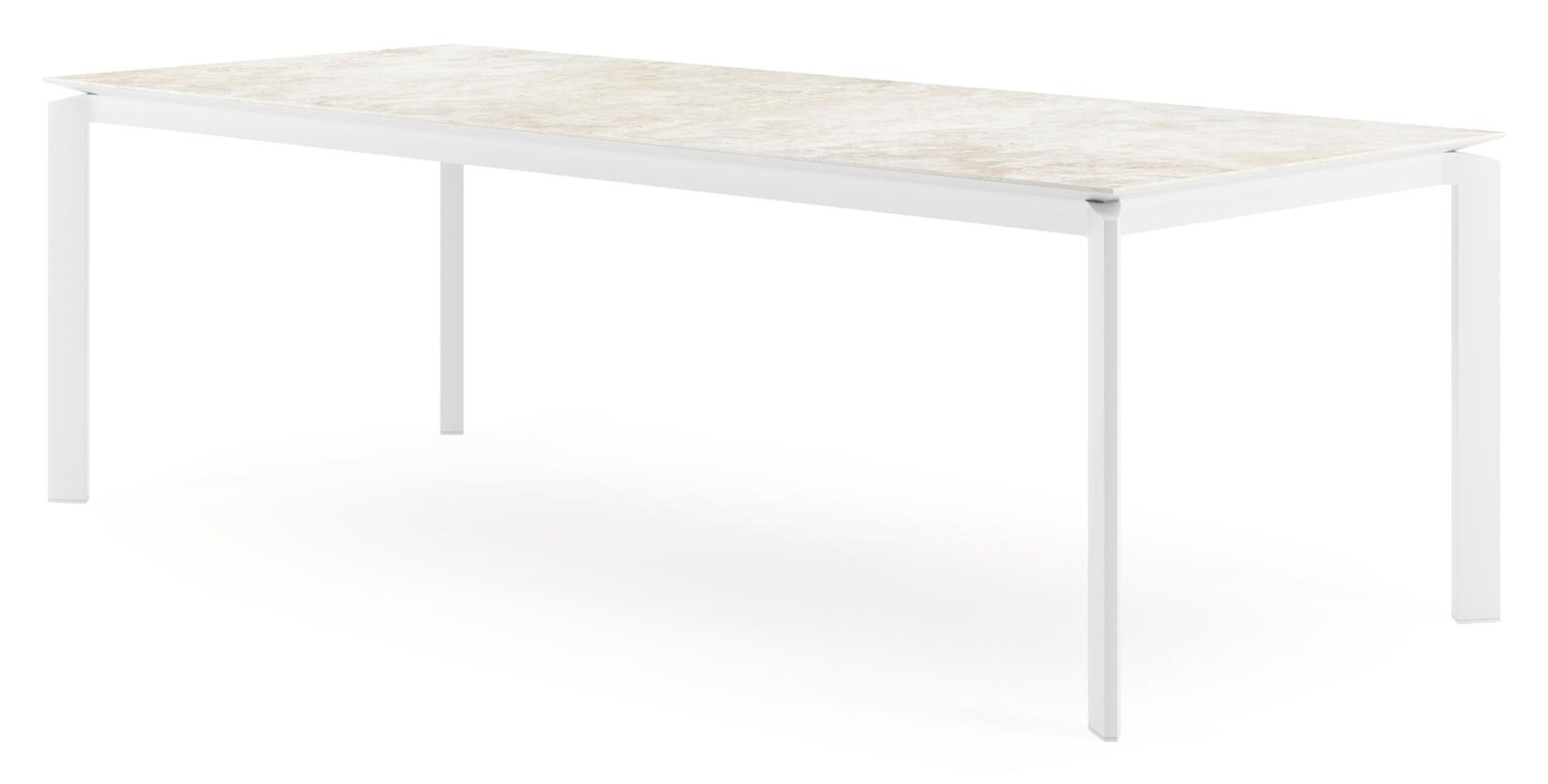 Table de jardin rectangulaire Cirello en aluminium blanc et céramique pleine Rapolano Lg. 240 x Lrg. 100 cm