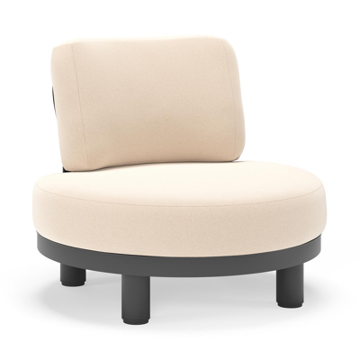 Donato loungestoel in zwart aluminium met all weather sunbrella® luxe Natte Linen Chalk kussen