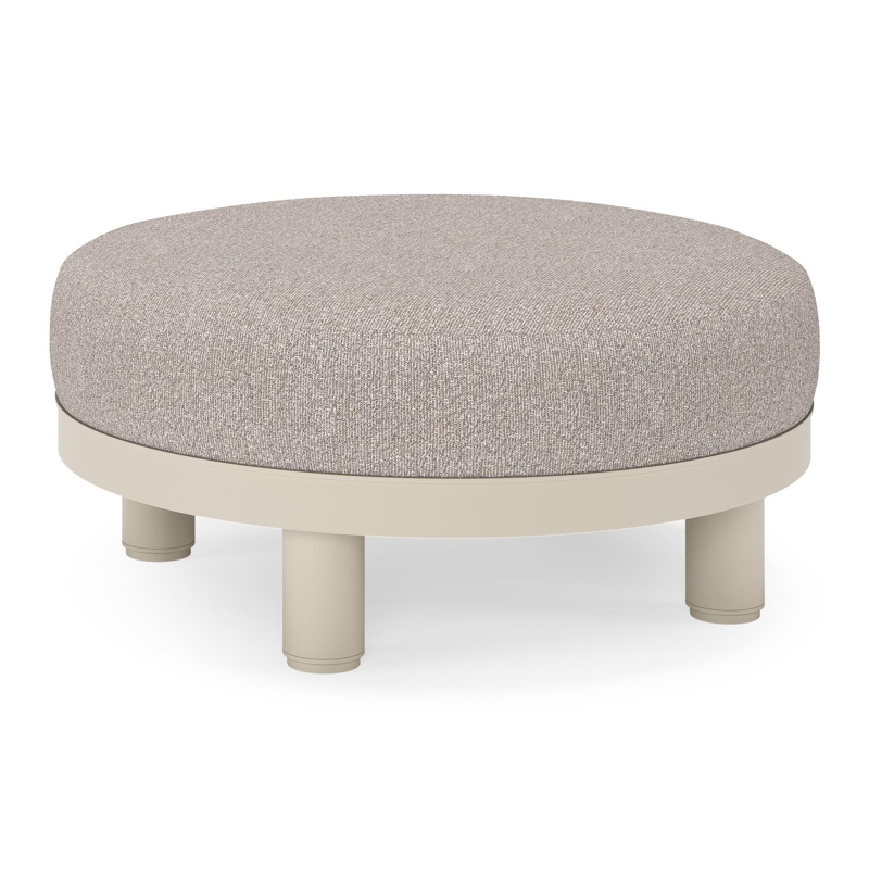 Donato lounge poef in beige aluminium met all weather sunbrella® luxe Tundra Charcoal kussen