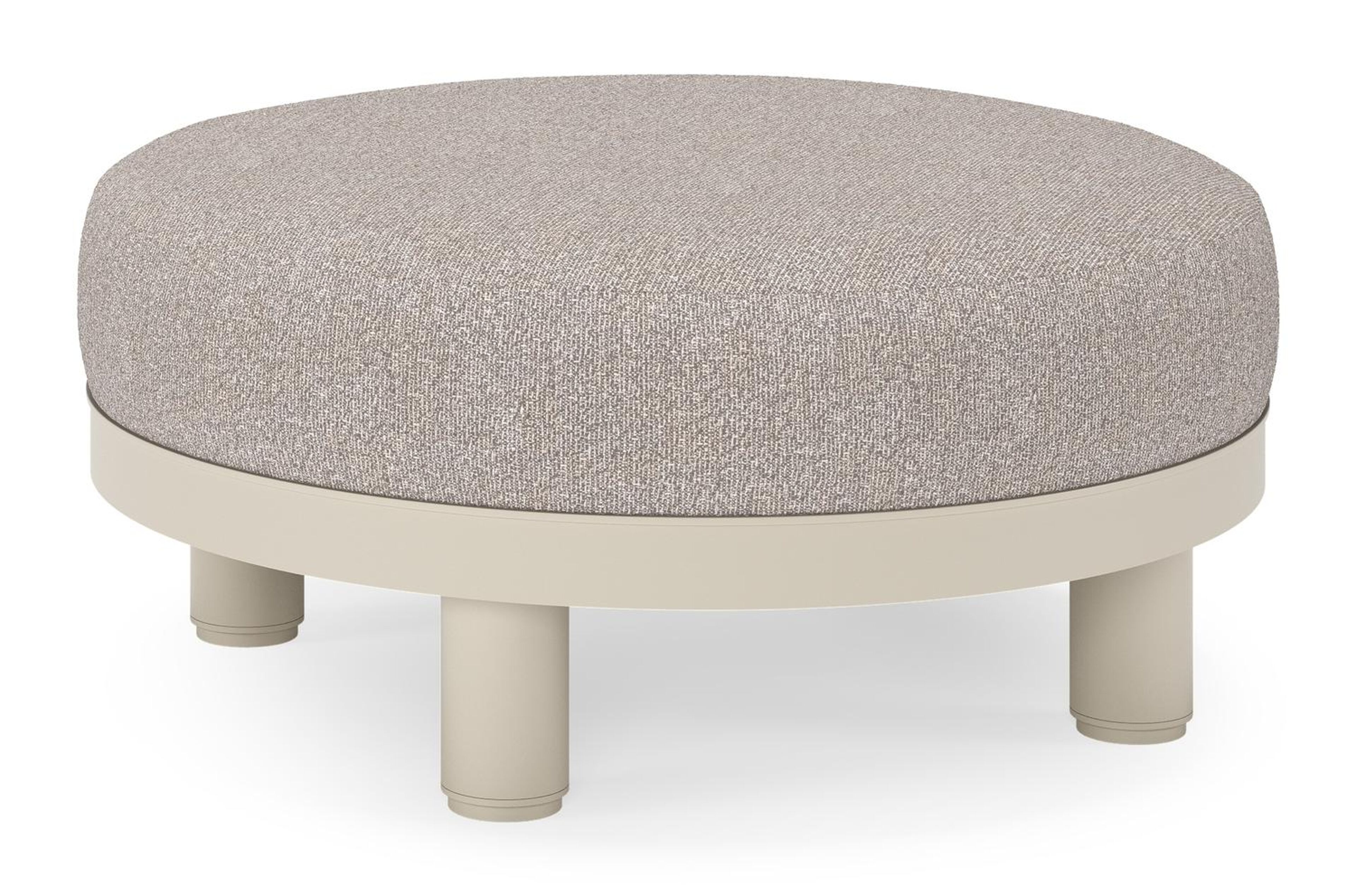 Donato lounge poef in beige aluminium met all weather sunbrella® luxe Tundra Charcoal kussen