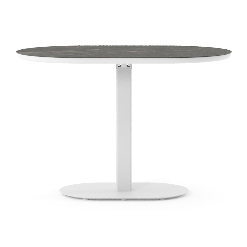 Table de jardin Teramo inclinable bombo en aluminium blanc et céramique pleine Black Obsession - Lg. 110 x Lrg. 70 x Haut. 73.7 cm