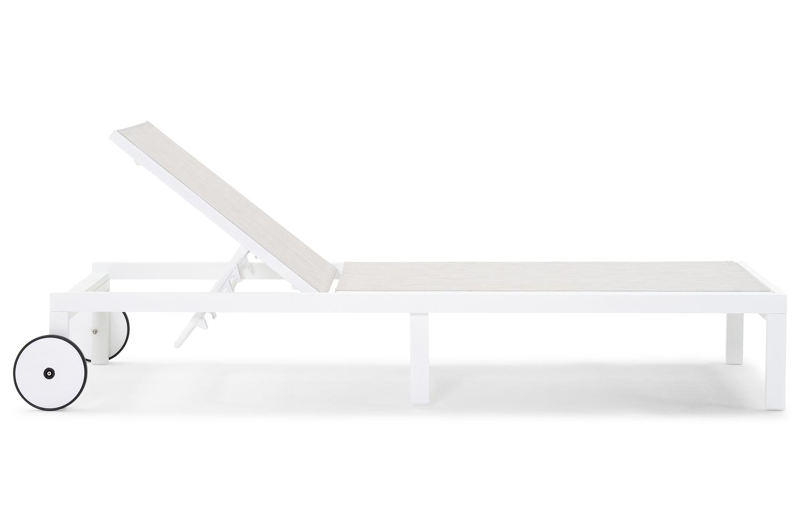 Set van 2 verstelbare Alba ligbedden in wit aluminium en grijs textileen