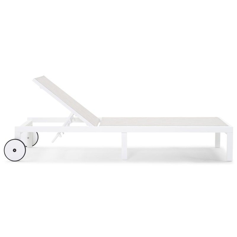 Alba verstelbaar ligbed in wit aluminium met grijs textileen