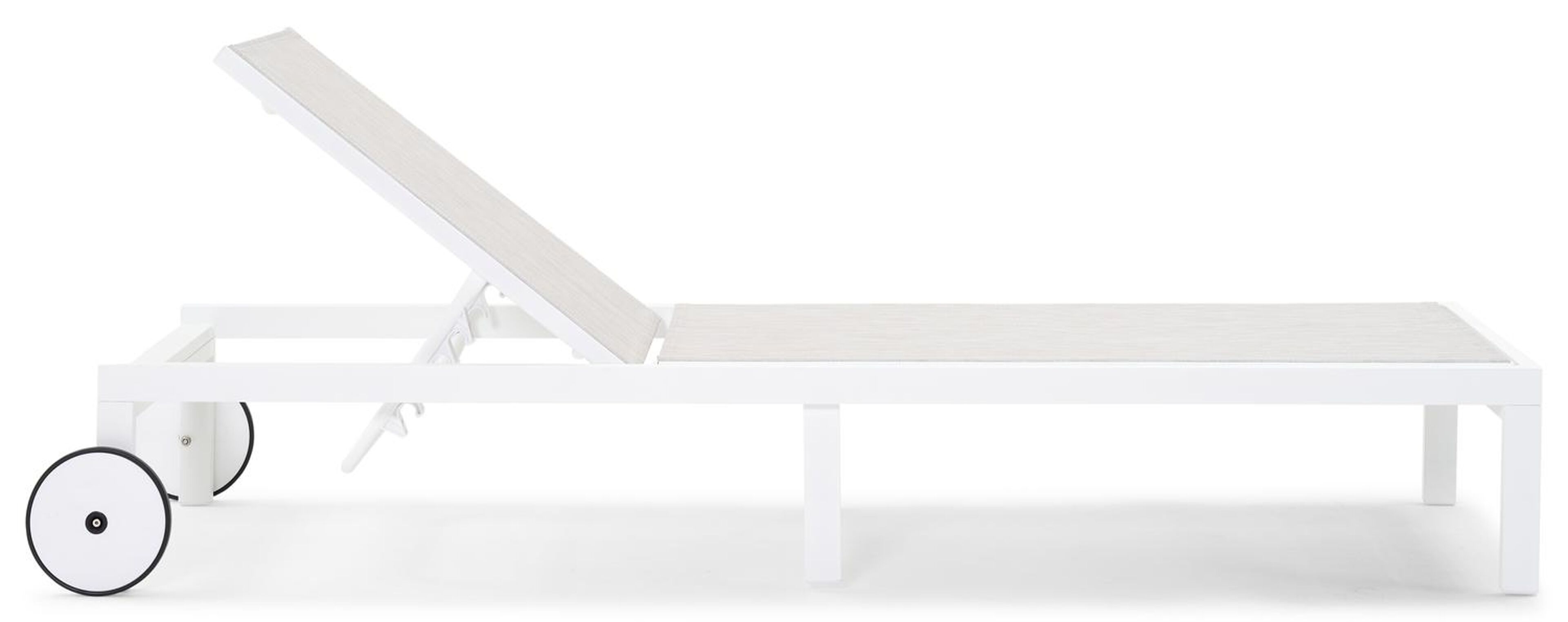 Chaise longue réglable Alba en aluminium blanc avec textilène gris