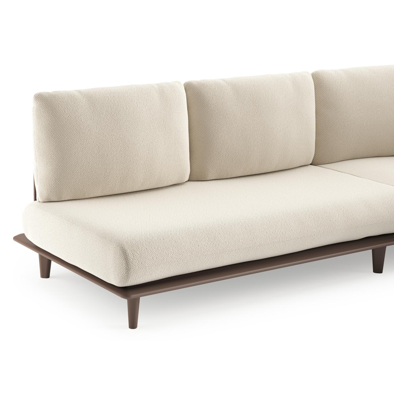 Bomero loungehoek in taupe aluminium met althea off white all weather cosytica kussen