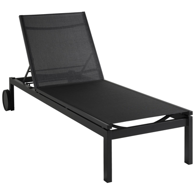 Caravelle verstelbaar ligbed in zwart aluminium met zwart textilene