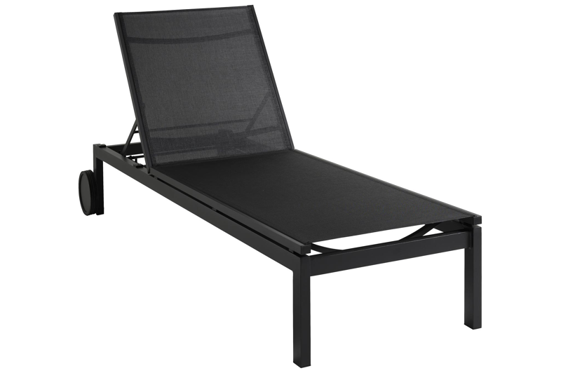 Set van 2 verstelbare Caravelle ligbedden in zwart aluminium en zwart textileen