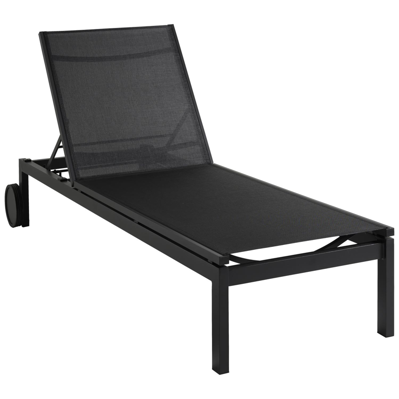 Caravelle verstelbaar ligbed in zwart aluminium met zwart textilene
