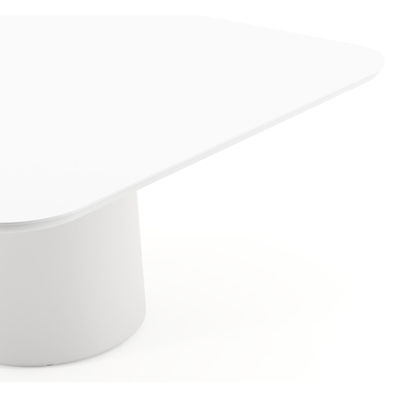 Amico tuintafel afgerond vierkant in wit aluminium en volkeramiek Arctic White - L 148 x B 148 x H 73.5 cm