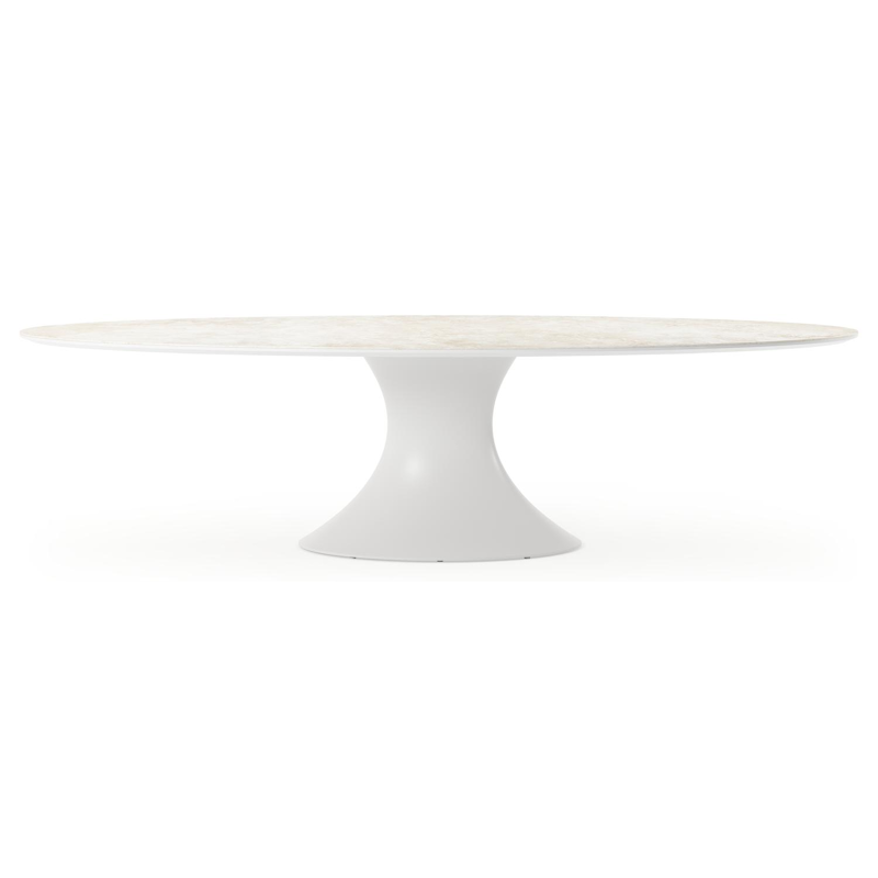 Table de jardin Fano ovale en aluminium blanc et céramique pleine Rapolano Lg. 240 x Lrg. 135 cm