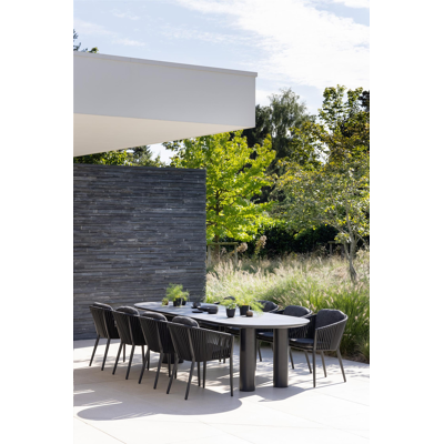 Organo tuintafel ovaal in zwart aluminium en volkeramiek  basalt black - L 300 x B 110 x H 74 cm