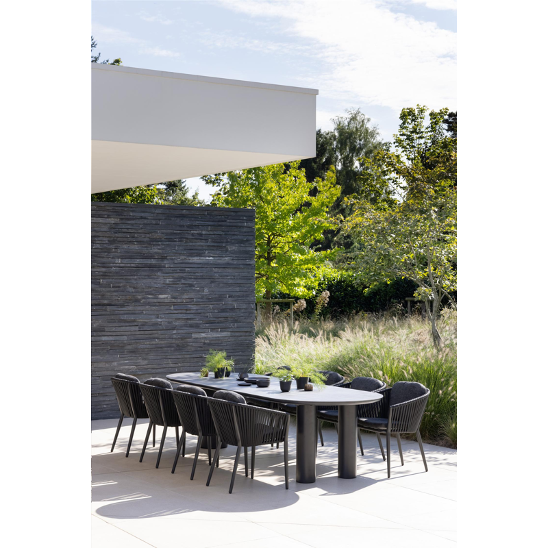 Organo tuintafel ovaal in zwart aluminium en volkeramiek  basalt black - L 300 x B 110 x H 74 cm