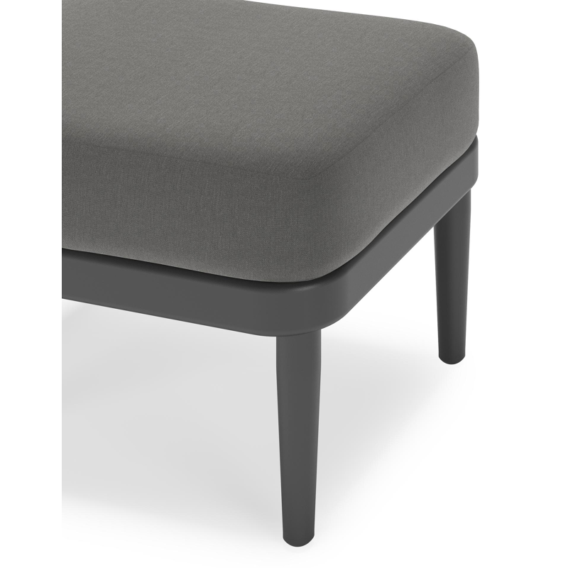 Pouf Orso en aluminium noir en textilène noir avec coussin en all weather sunbrella® luxe natte charcoal chine