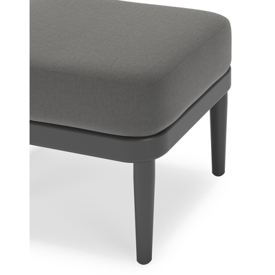 Pouf Orso en aluminium noir en textilène noir avec coussin en all weather sunbrella® luxe natte charcoal chine