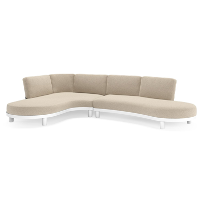 Donato loungehoek in wit aluminium met all weather cosytica Marbella Beige kussen