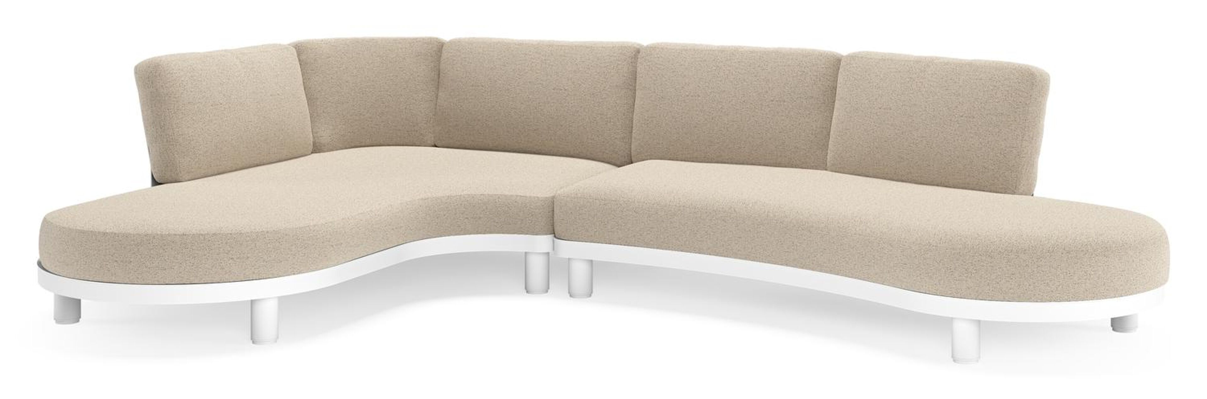 Donato loungehoek in wit aluminium met all weather cosytica Marbella Beige kussen