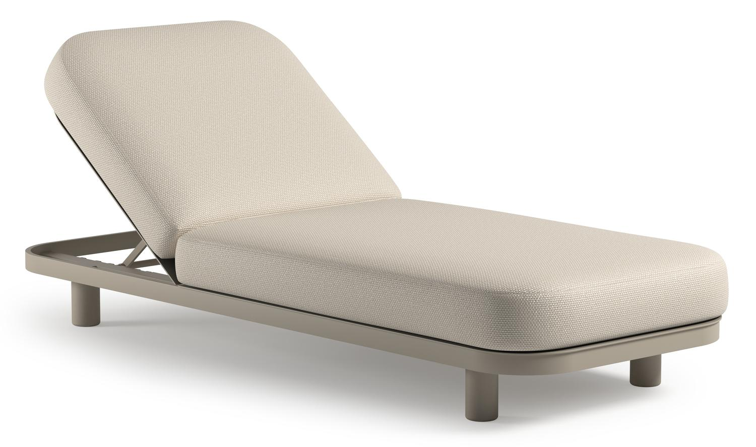 Chaise longue réglable Donato en aluminium beige avec All Weather Cosytica althea off white coussin