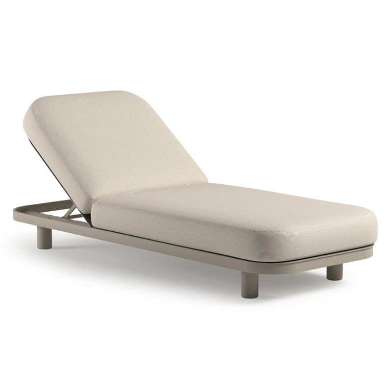 Donato verstelbaar ligbed in beige aluminium met All Weather Cosytica althea off white kussen