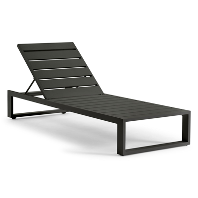 Verato verstelbaar ligbed in zwart aluminium met natte charcoal chine Sunbrella® Premium kussen