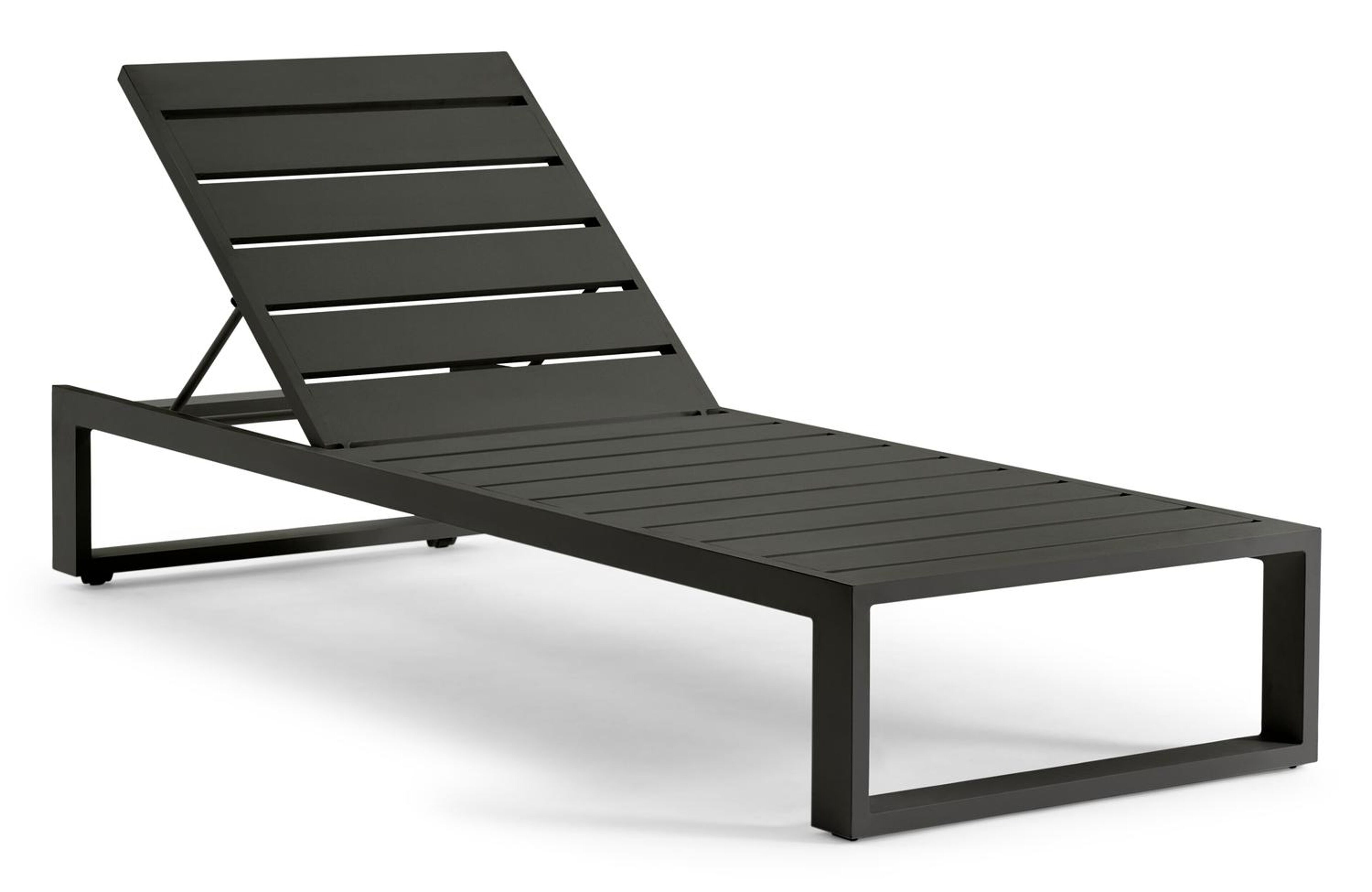 Set van 2 verstelbare Verato ligbedden in zwart aluminium met zwart aluminium bijzettafel