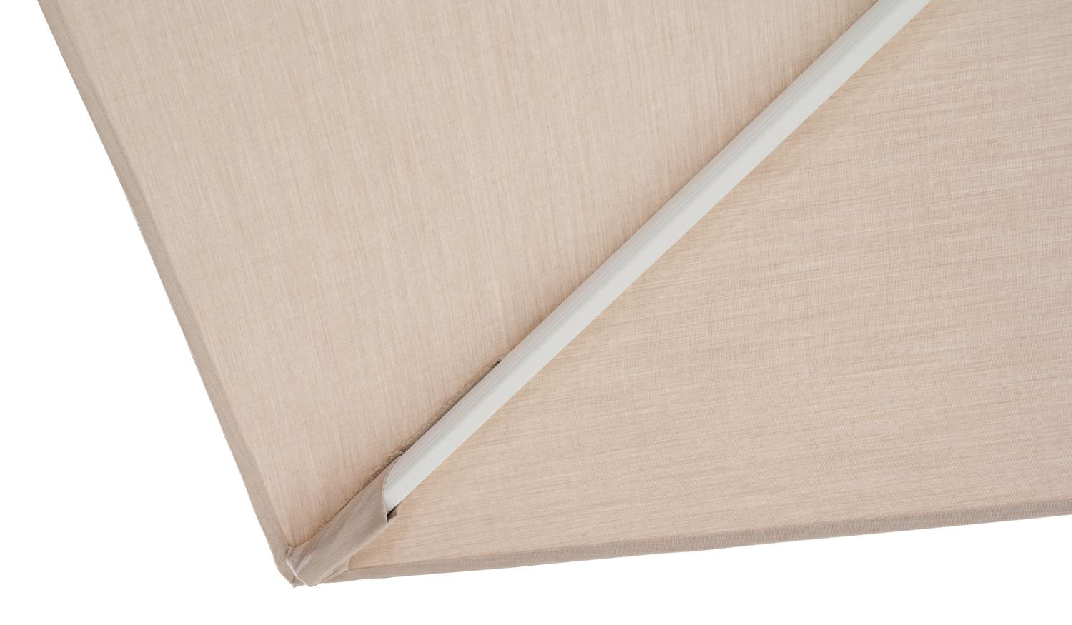 Rufina zweefparasol met tiltfunctie in wit aluminium met beige all weather sunbrella® premium parasoldoek - L1 300 x L2 300 cm (zonder voet)