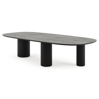 Amico tuintafel bombo xl in zwart aluminium en volkeramiek Aspen Grey - L 320 x B 148 x H 73.5 cm