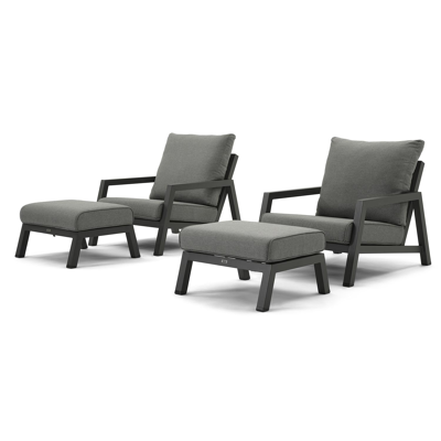 Zen'so balkonset in zwart aluminium met grijs Weather+ Softtouch kussens