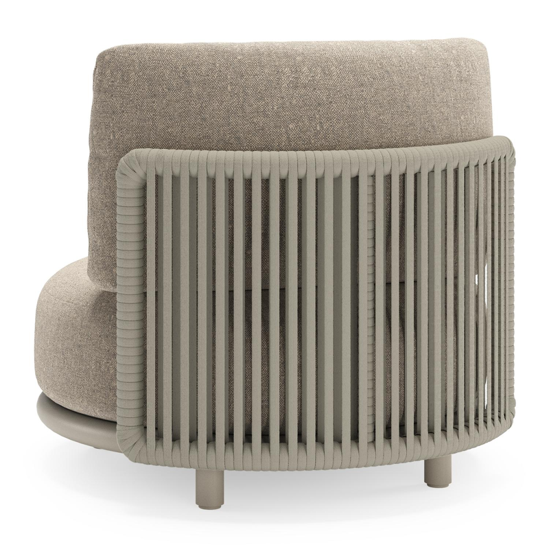 Lomano loungestoel in beige aluminium en beige verticaal geweven luxe vlakke rope met Chartres Pewter all weather sunbrellaÂ® luxe