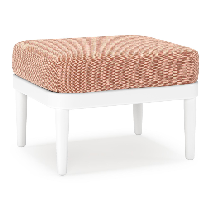 Pouf Orso en aluminium blanc et coussins en all weather sunbrella® luxe Lopi Fawn