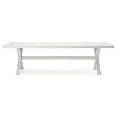 Reza tuintafel rechthoekig in wit aluminium en sintered stone Topo minerale - L 270 x B 100 x H 73.5 cm