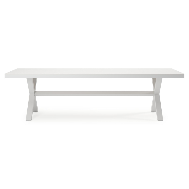 Reza tuintafel rechthoekig in wit aluminium en sintered stone Topo minerale - L 270 x B 100 x H 73.5 cm