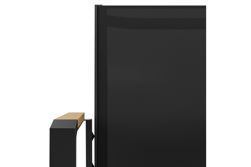 Bahia tuinstoel in zwart aluminium en zwart textilene en polywood armleuning