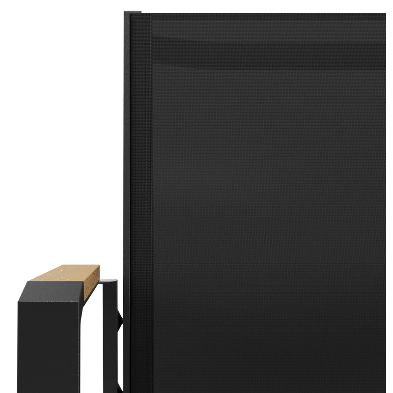 Bahia tuinstoel in zwart aluminium en zwart textilene en polywood armleuning