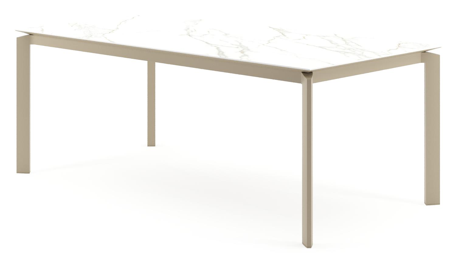 Cirello tuintafel rechthoekig in beige aluminium en volkeramiek Calacatta - L 200 x B 100 x H 74.5 cm