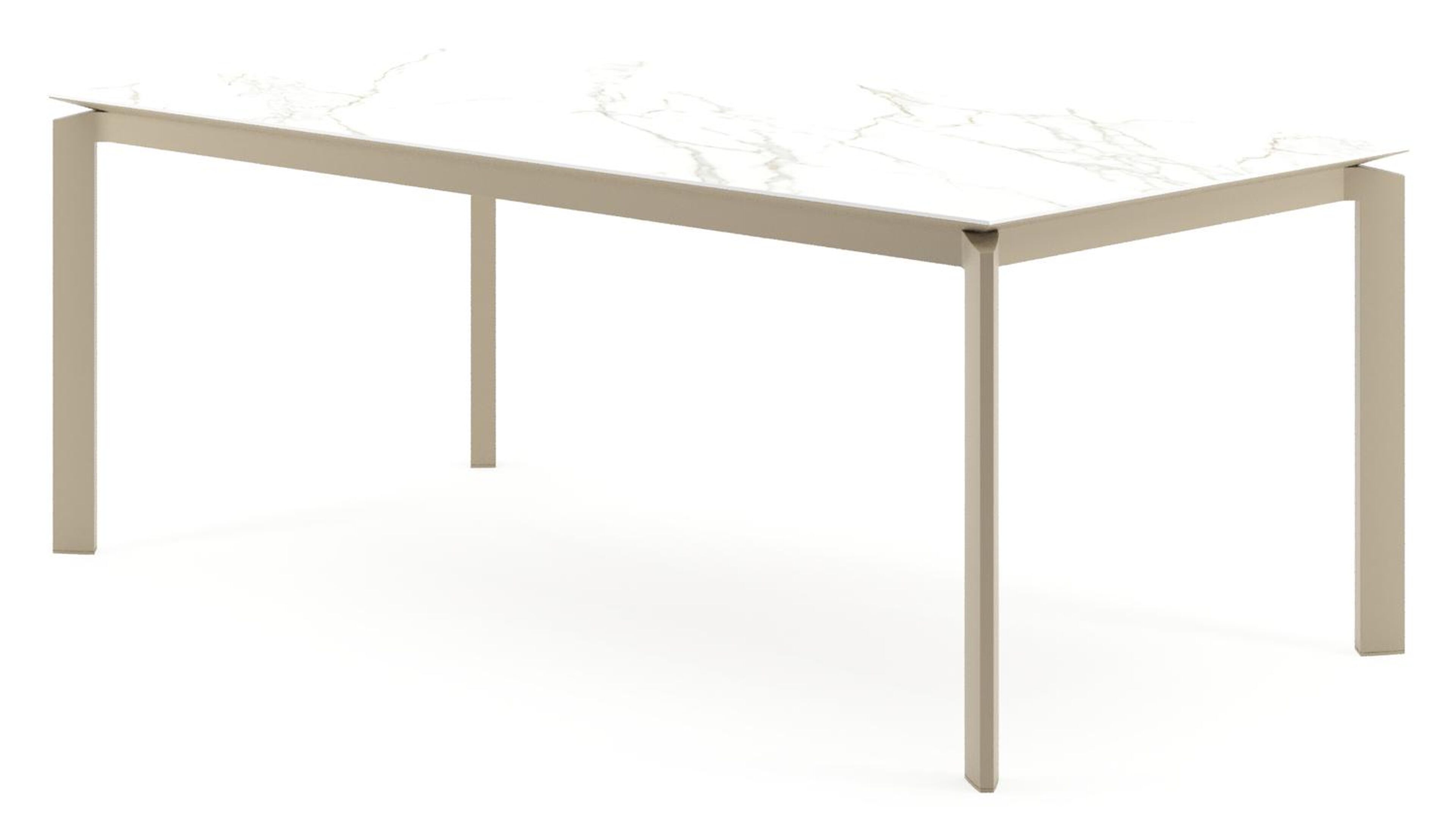 Cirello tuintafel rechthoekig in beige aluminium en volkeramiek Calacatta - L 200 x B 100 x H 74.5 cm