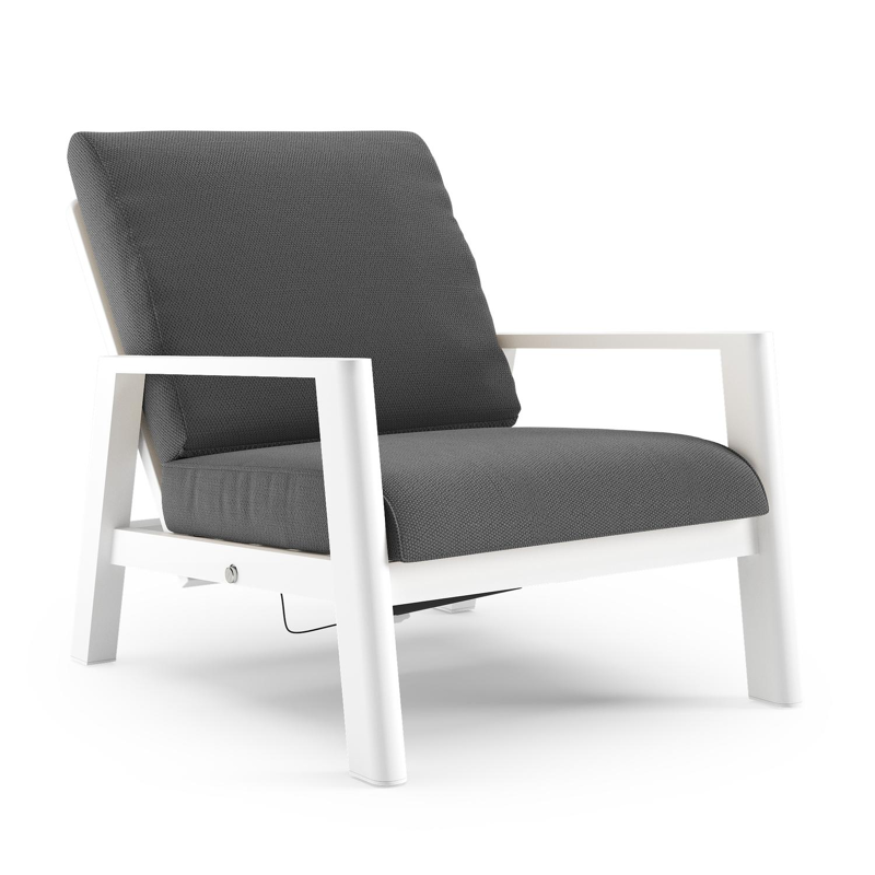 Cirello loungestoel in wit aluminium met lopi shadow all weather sunbrella® luxe kussen